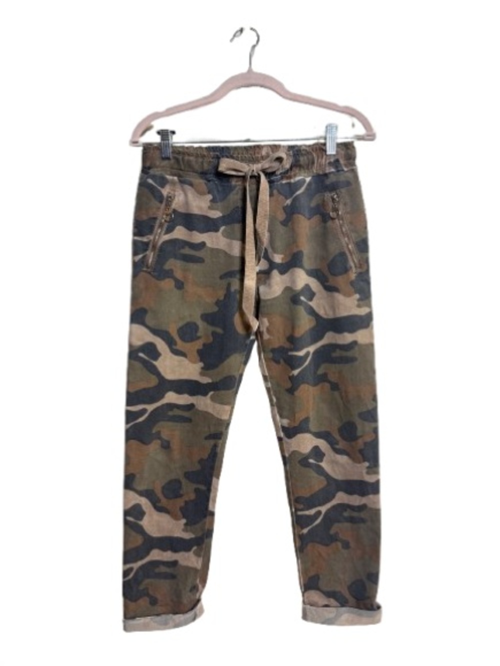 Camo Drawstring Jogger Pants - Brown/Green